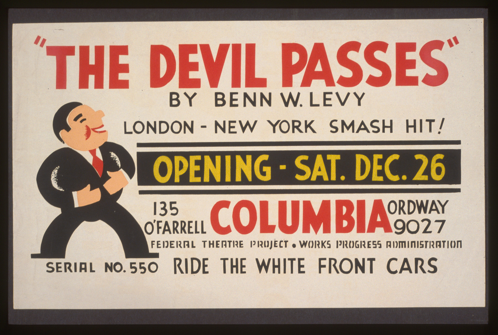 The devil passes by Benn W. Levy, 1936 — vintage poster