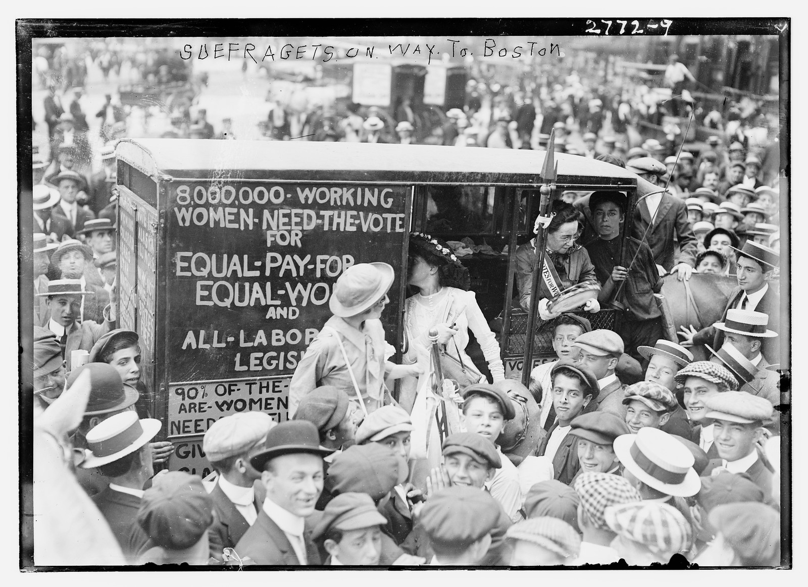 Suffragettes on way to Boston, n/a — historic photograph