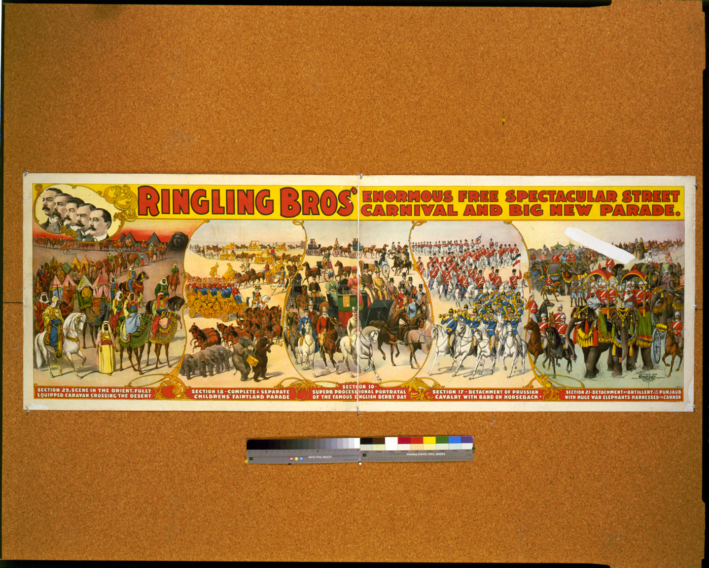 Ringling Bros' enormous free spectacular street carnival and big new parade, c1898. — vintage poster