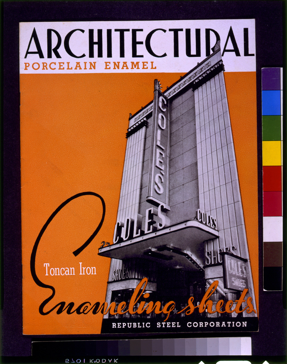 Architectural porcelain enamel. Toncan iron enameling sheets. Republic Steel Corporation, c1938. — historic print