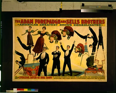 The Adam Forepaugh and Sells Brothers America's greatest shows consolidated--The great Livingstone, Davene & De Mora Troupe of champion acrobats, posturers, and hand balancers