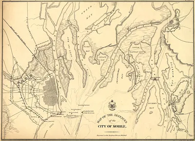 Map of the defences of the city of Mobile 1862 64, Alabama