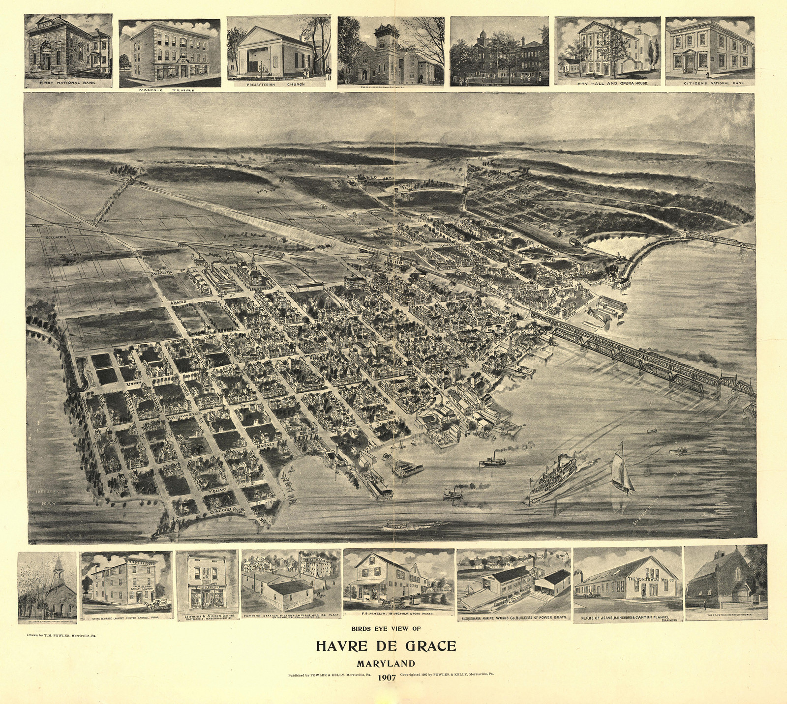 Havre de Grace, Maryland, 1907, 1907 — antique map