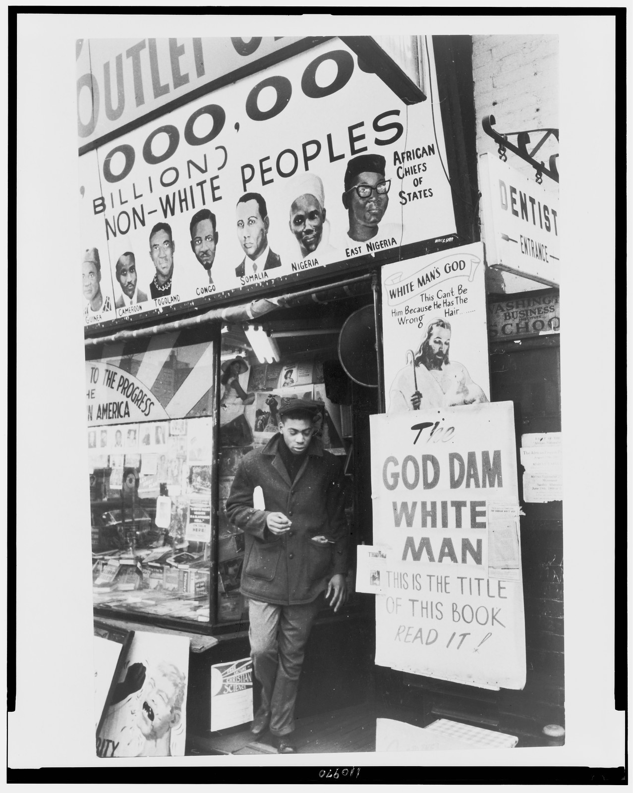 [Bookstore in Harlem, New York, exterior], [1962] — historic photograph