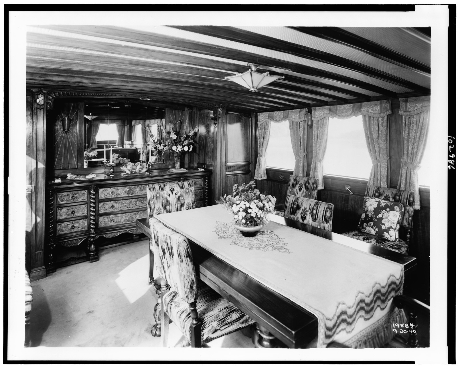 [Interior of yacht Glenmar], [1940?] — historic photograph