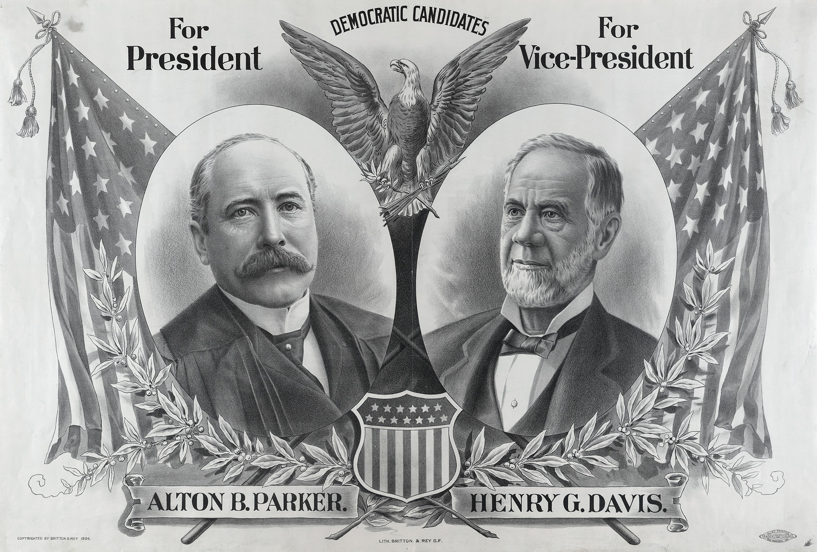 Democratic Candidates: Alton B. Parker and Henry G. Davis campaign poster — vintage poster