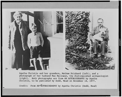 Agatha Christie and her grandson, Mathew Prichard (left), and a photograph of her husband Max Mallowan, the distinguished archaeologist (right)