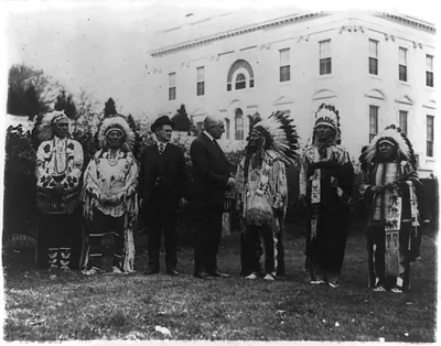 Indian delegation who called to present the President a tobacco pouch - these Indians represented their race at the burial of the Unknown Soldier
