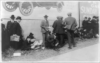 [Baseball fans - crowds at Ebbets Field for World Series game]