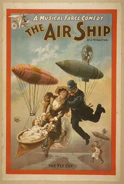 The Air Ship: musical farce comedy poster by J.M. Gaites