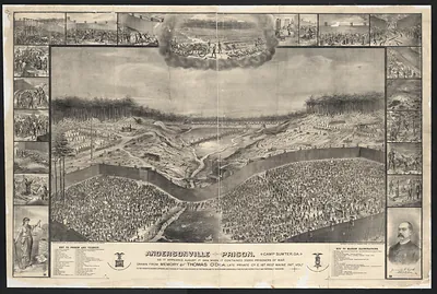 Andersonville Prison, Camp Sumter, Ga., panoramic bird's-eye view