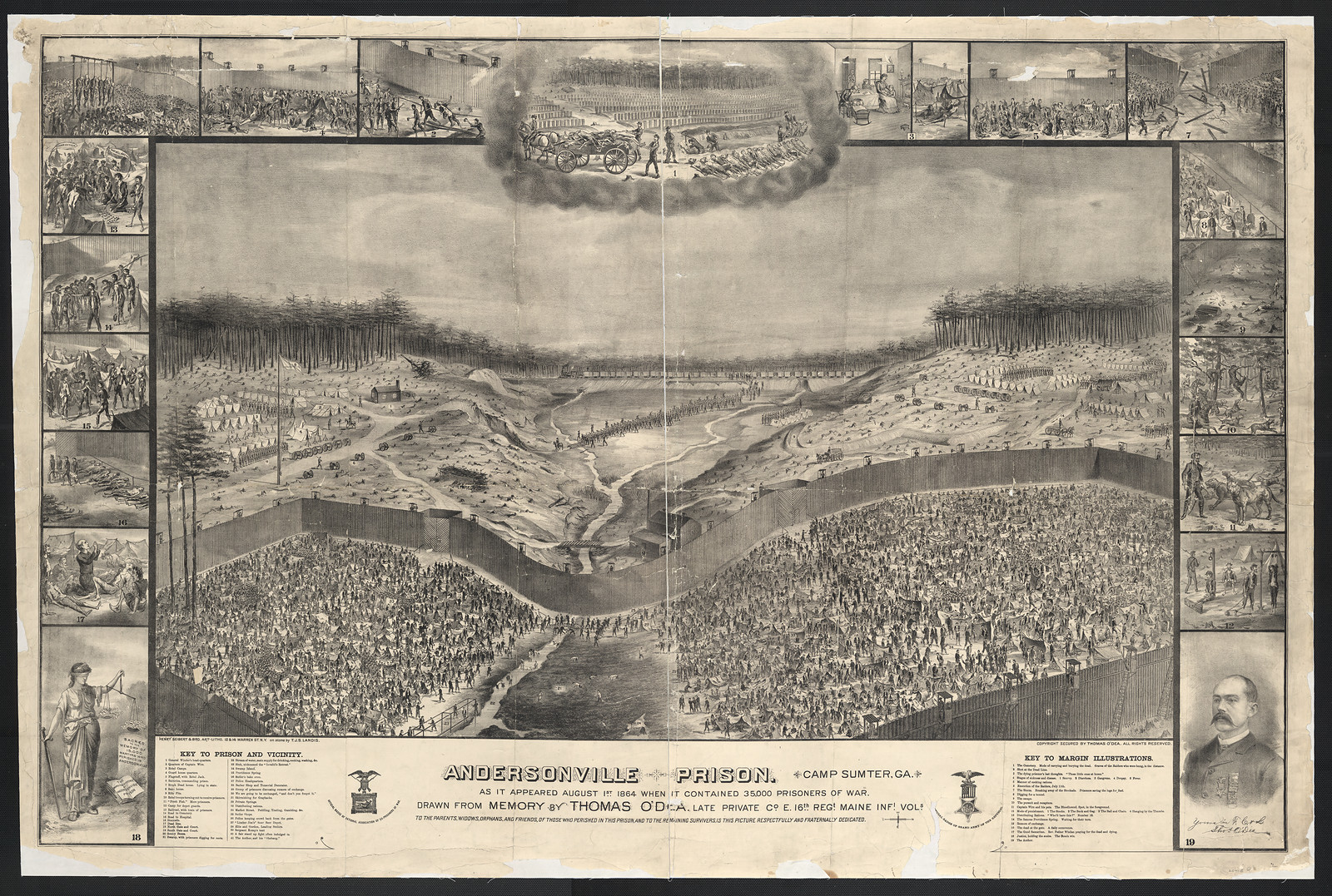 Andersonville Prison, Camp Sumter, Ga., panoramic bird's-eye view — historic image