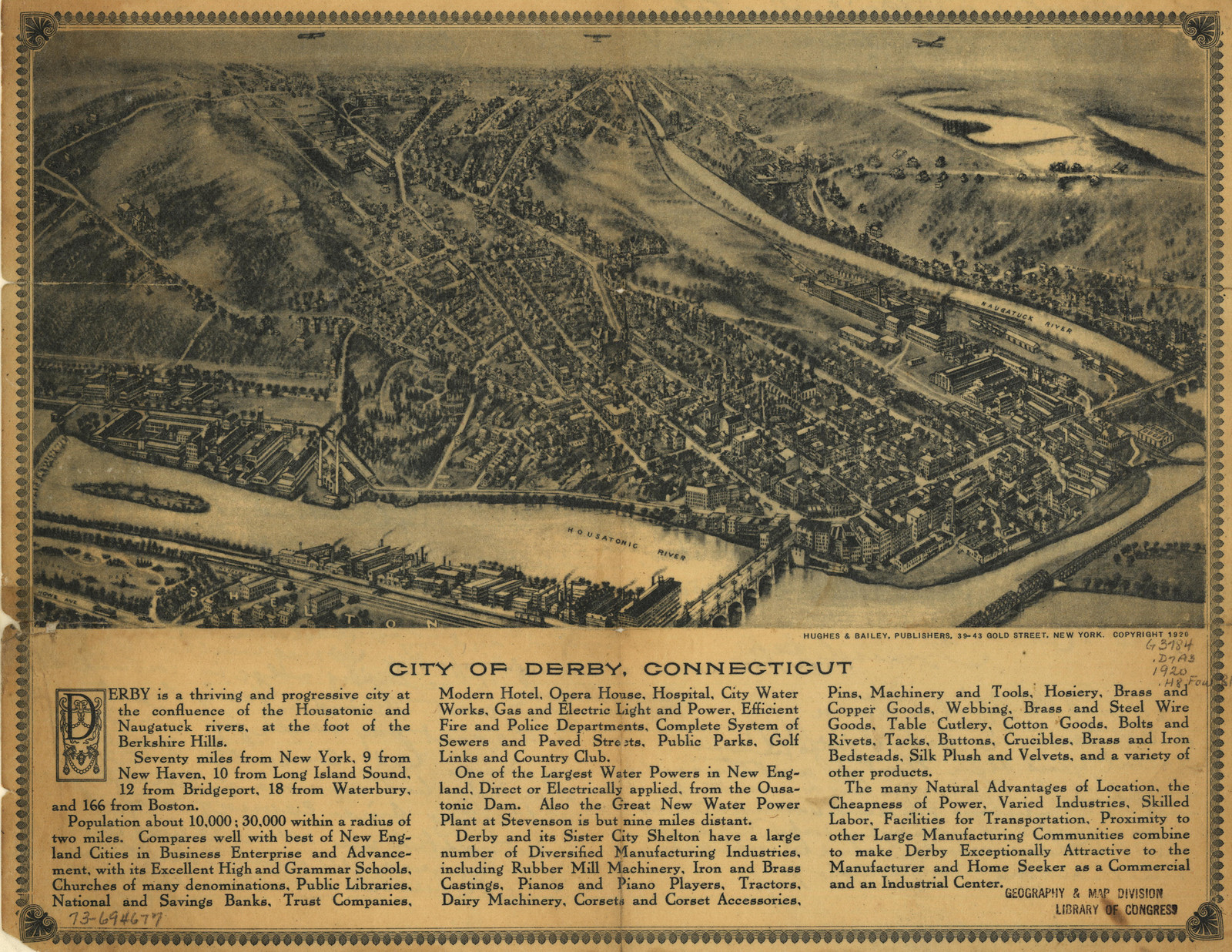 Derby, Connecticut, 1920, 1920 — antique map