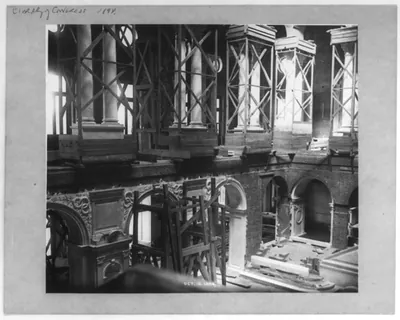 [D.C.-Wash.-Library of Congress - official construction photos: 1st floor interior, at Great Hall, Oct. 16, 1894]