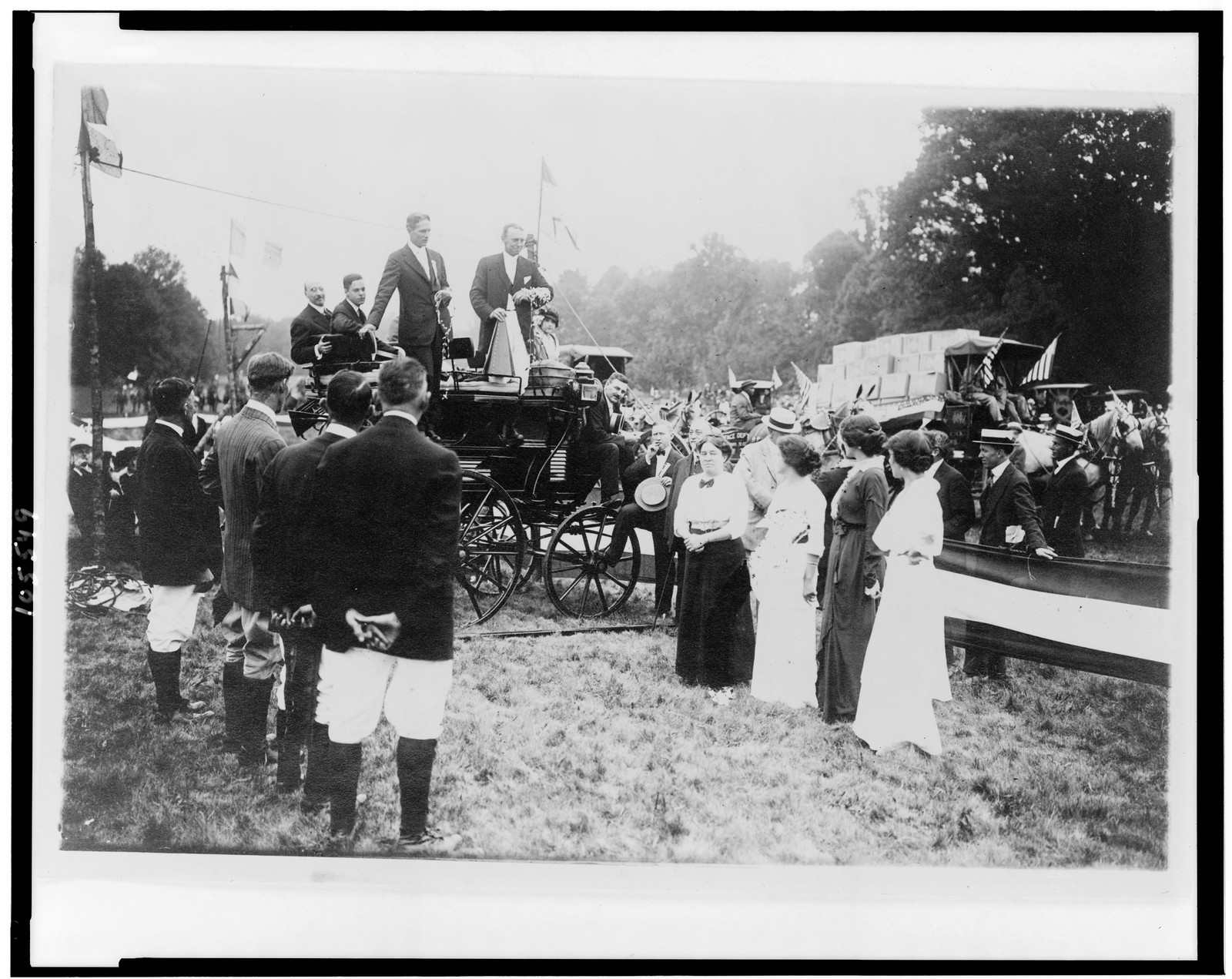 [People and horse-drawn wagons at horse show, Rock Creek Park, Washington, D.C.], [1914 July 4] — historic photograph