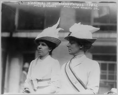 Marchers in Suffrage parade, 5/4/12 - Miss Brannan & Mrs. John Rogers, Jr.
