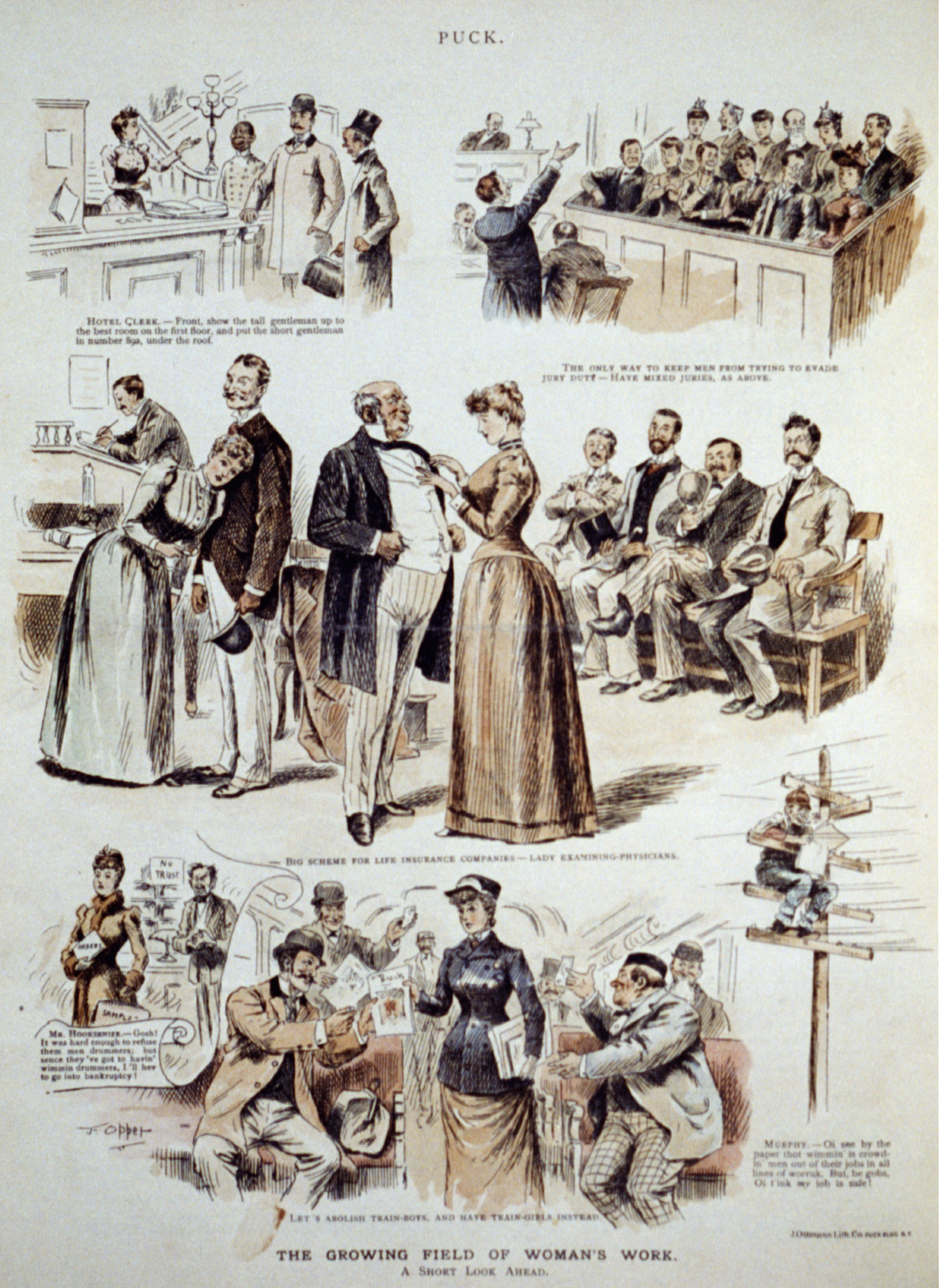 The growing field of woman's work. A short look ahead, 1891 — antique lithograph