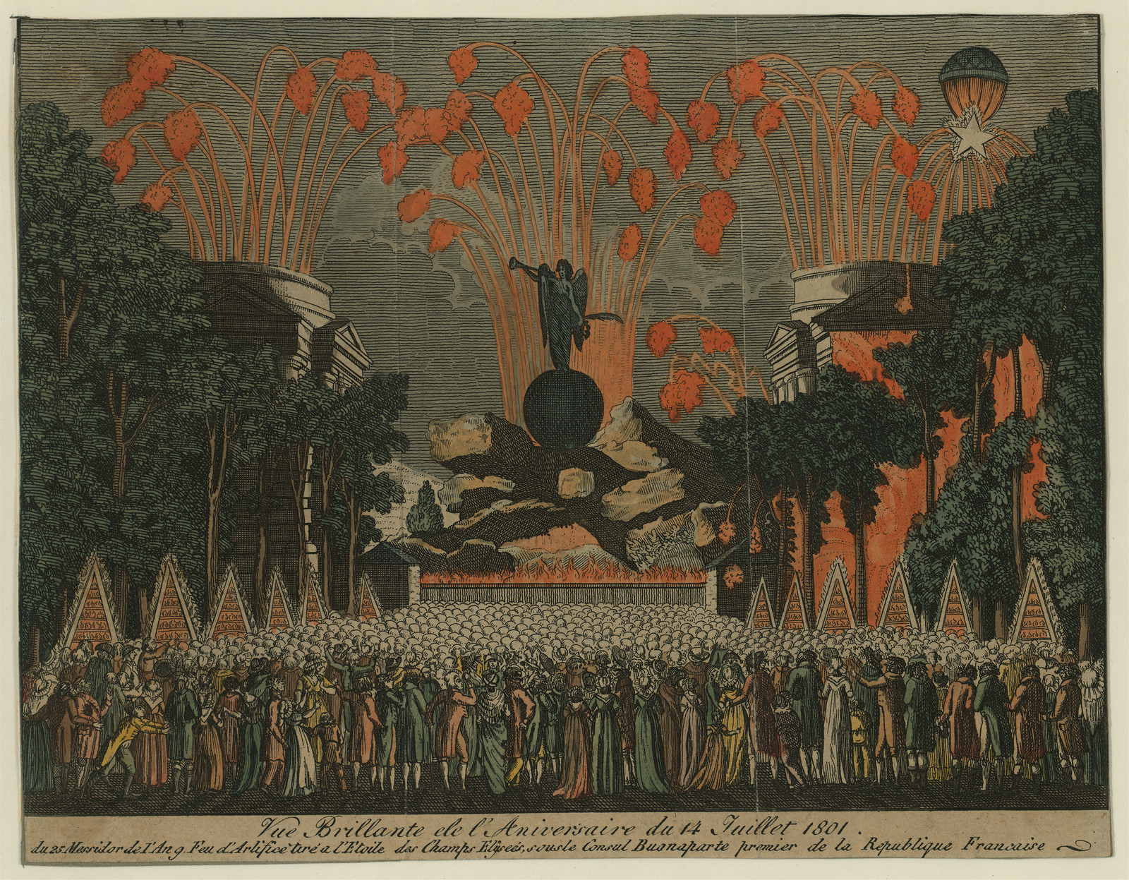 Fireworks display for the 14 July 1801 anniversary, Champs-Élysées — historic image