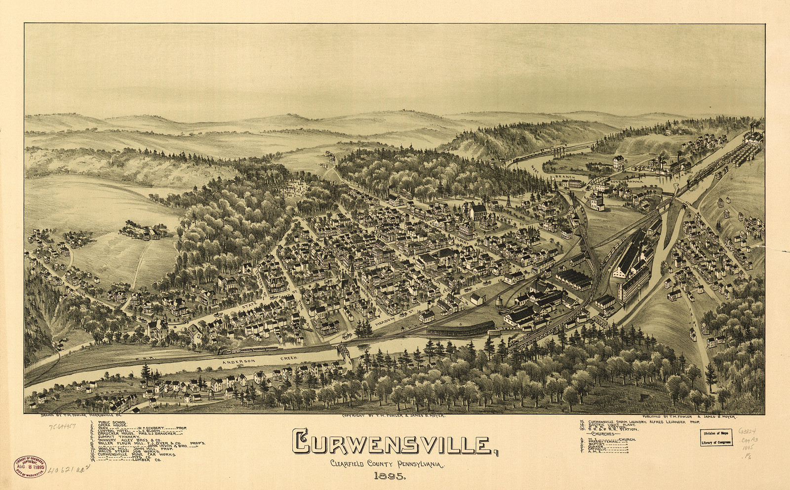 Curwensville, Pennsylvania, 1895, 1895 — antique map