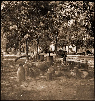 Charleston S.C. Confederate torpedoes shot and shell in the Arsenal yard