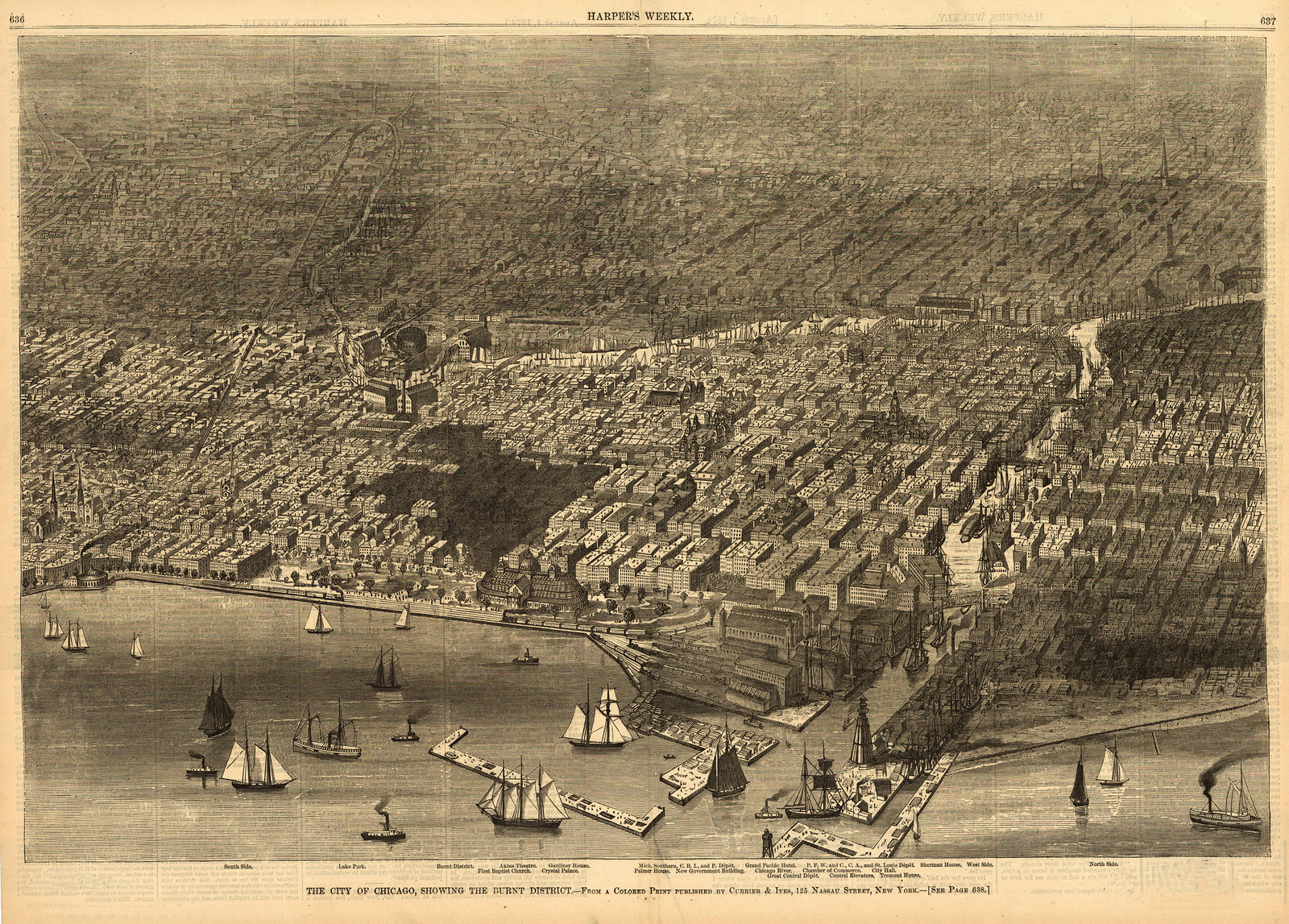 IL Chicago 1874a MAP, 1874 — antique map