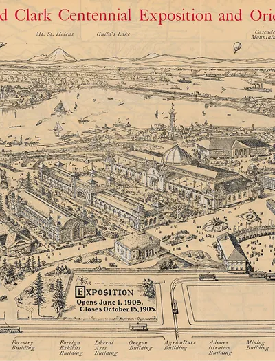 Lewis and Clark Centennial Exposition bird's-eye map, 1905