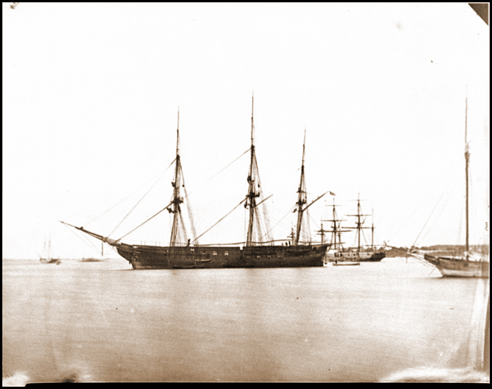 Hampton Roads Va. School ship U.S.S. Sabine, 1864 — historic photograph