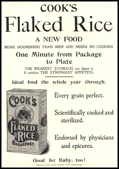 Cook's Flaked Rice advertisement, a new food