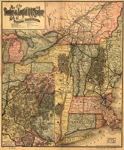 rr003460 Map of the Boston & Lowell R.R. system with its principal connections