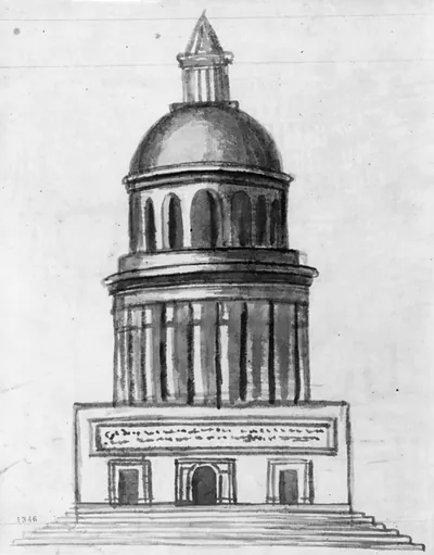[Monuments, Washington, D.C. Sketch - elevation rendering of circular structure]