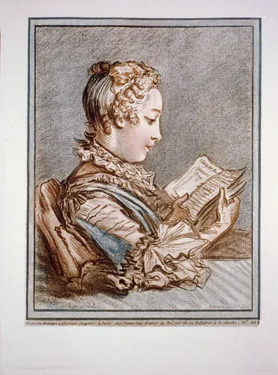 [Woman reading a book (Eloyse et Abailard)] / F. Boucher in del.; Demarteau...Scul.