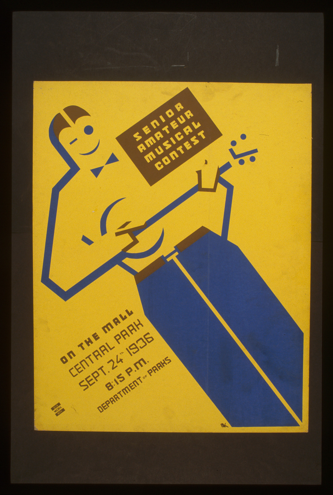 Senior amateur musical contest on the mall Central Park / BK., 1936 — vintage poster