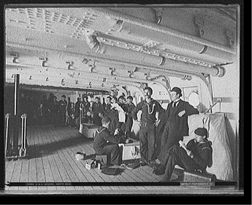 U.S.S. Newark, berth deck, [between 1891 and 1901] — historic photograph