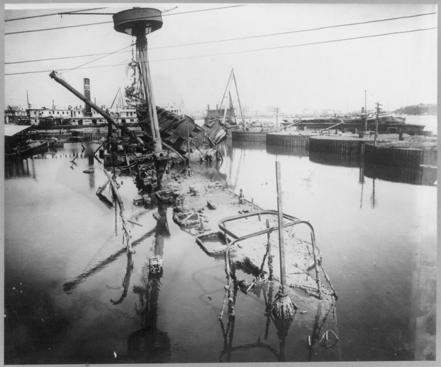 Wreck of MAINE raised in Havana Harbor, c1911. — historic photograph