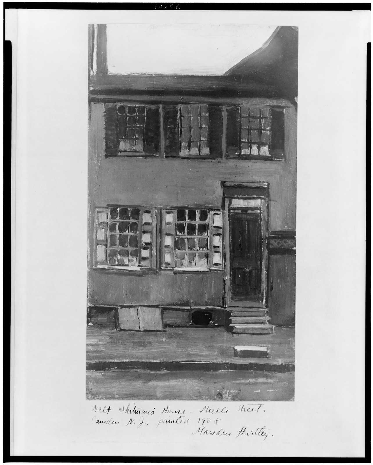 [Walt Whitman's house, Mickle Street, Camden, N.J., painted 1908 by Marsden Hartley], [between 1908 and 1940] — historic photograph