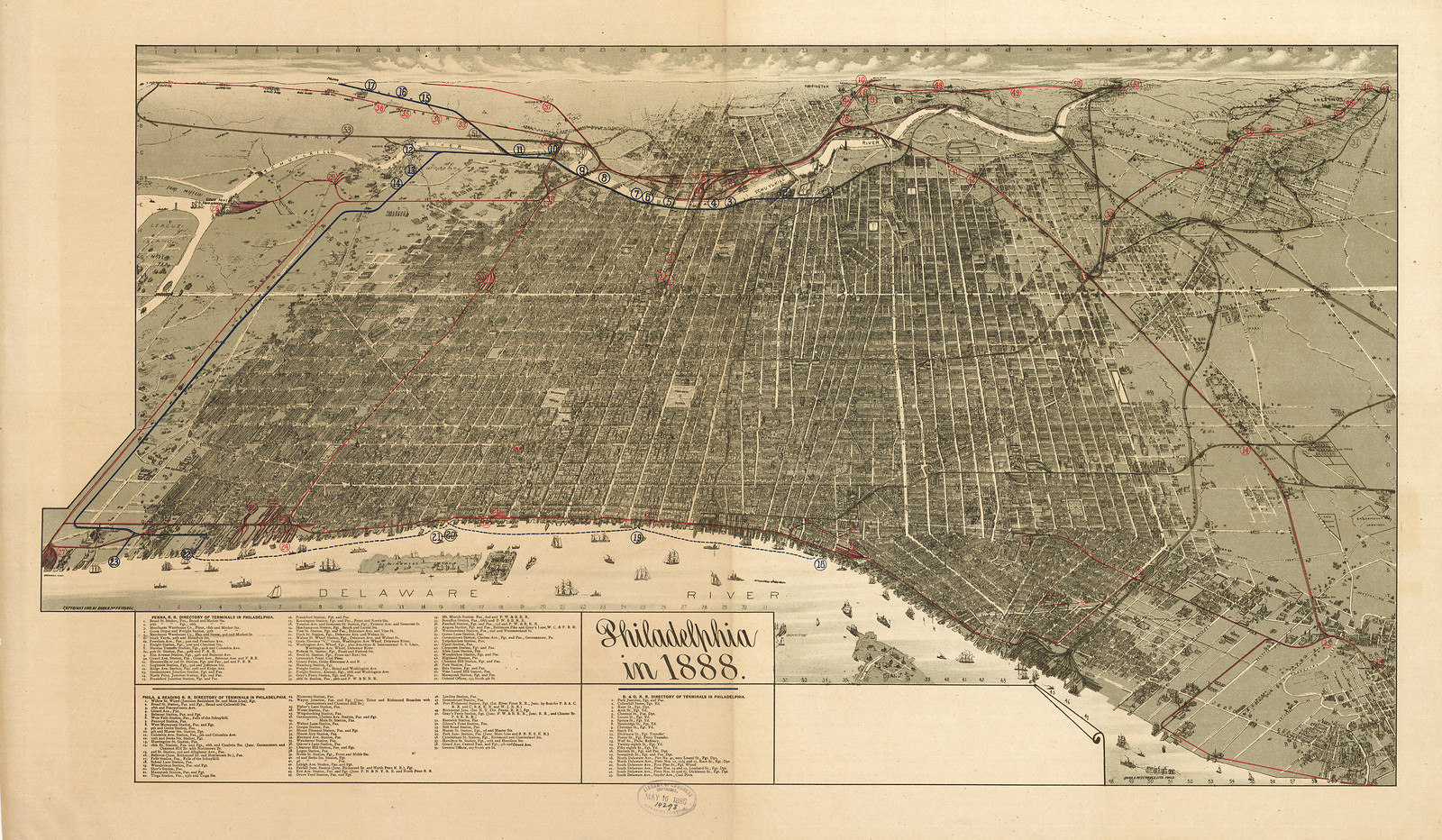 Philadelphia, Pennsylvania, 1888, 1888 — antique map