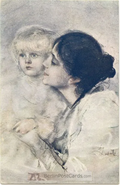 Mother and child in soft painted portrait