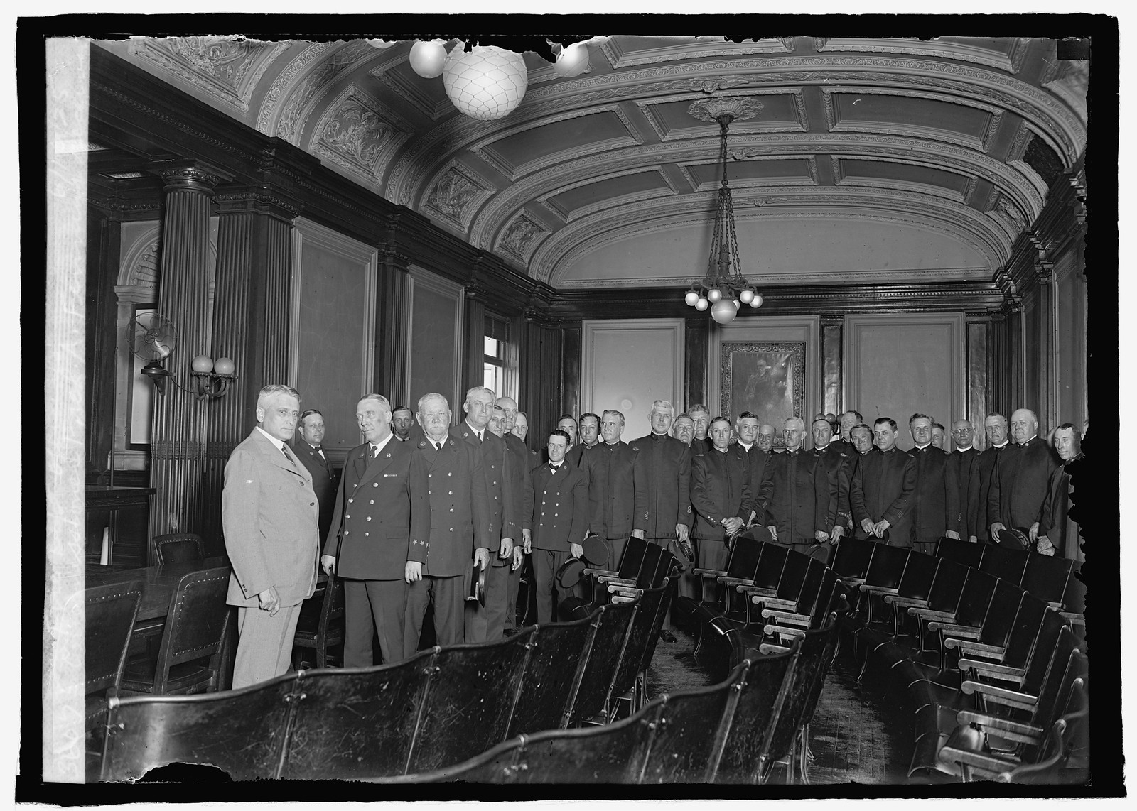Commissioner Fred A. Fenning receiving Fire Dept. officials, 6/10/25, [19]25 June 10. — historic photograph