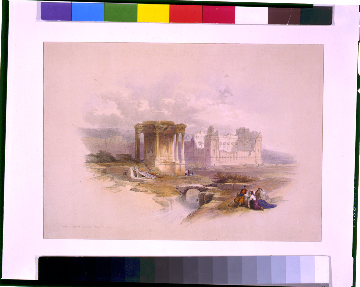 Circular temple at Baalbec May 7th 1839 / David Roberts, R.A., [published 1843] — antique lithograph