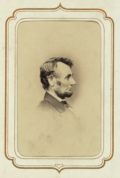 Profile portrait of a bearded man, sepia carte de visite