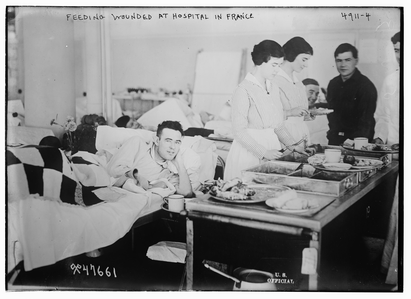 Feeding wounded at French Hosp., n/a — historic photograph