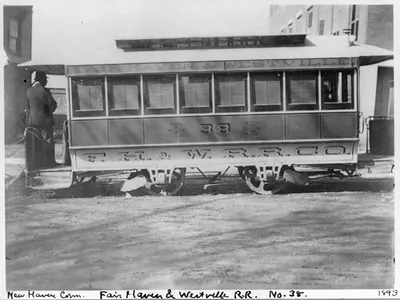 [Conn. - New Haven - horse-drawn street railways cars of Fair Haven and Westville RR: car no. 38]