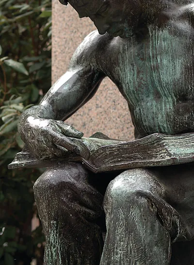 Detail, Daniel Chester French's 1904 Bronze, Labor Reading, Pittsburgh, PA. By: takomabibelot,