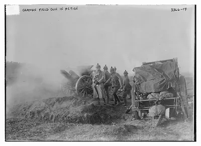 German field gun in action
