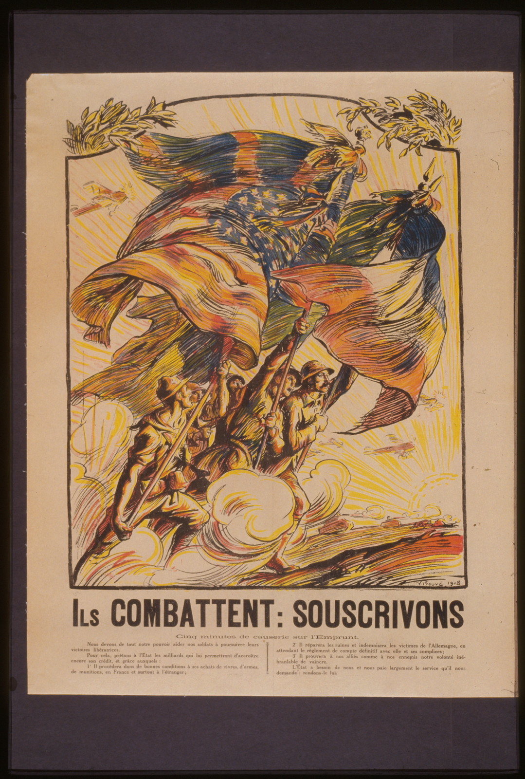 Ils combattent: Souscrivons, 1918 — vintage poster