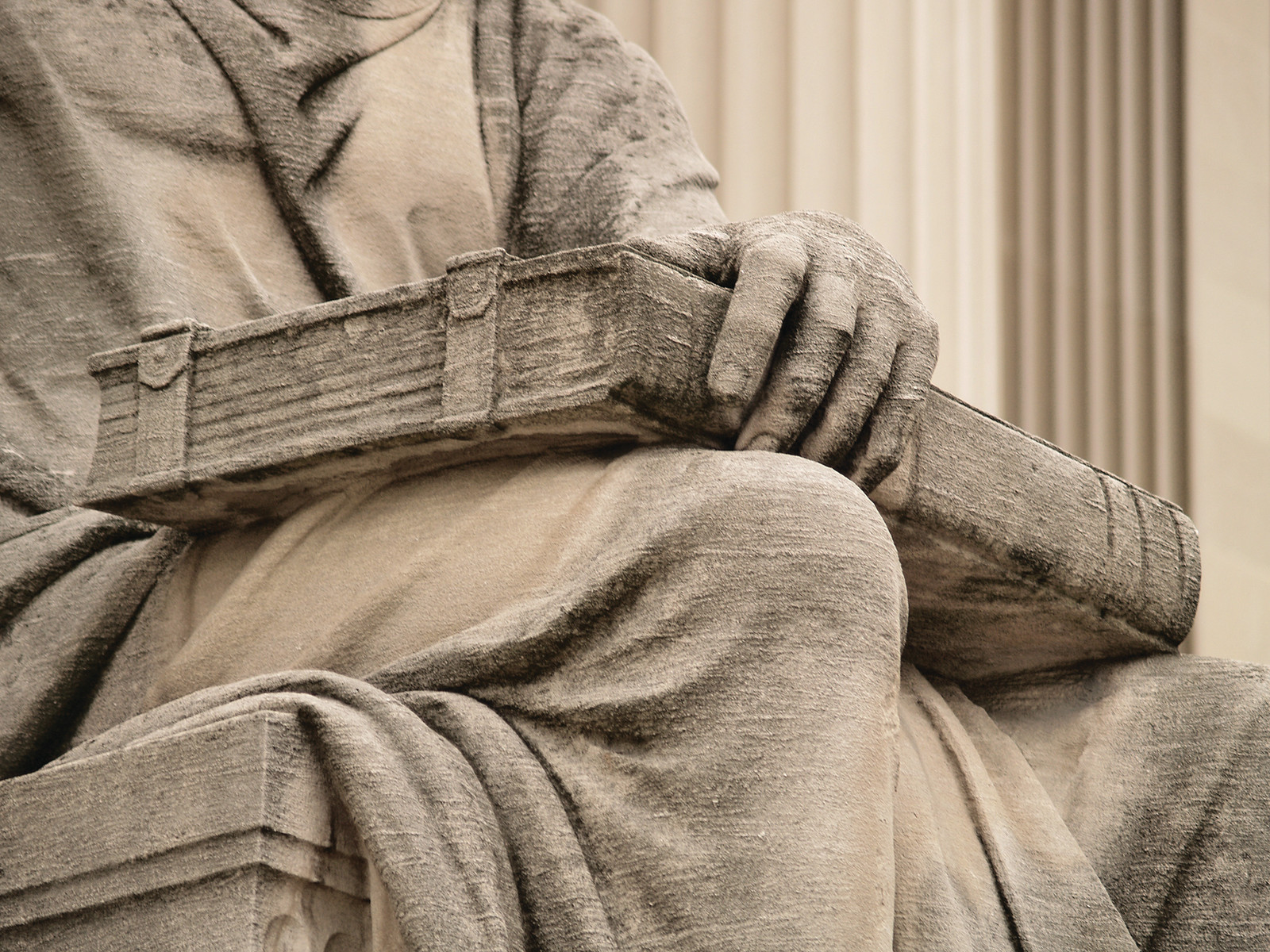 Closed Book With Clasps On The Lap Of Robert Ingersoll Aitken's "Past," On The North Side Of The National Archives — historic image