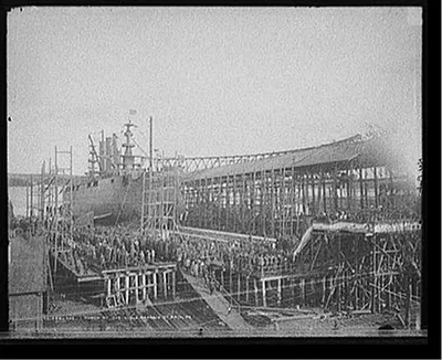 The Launch of the U.S.S. Georgia at Bath, Me.