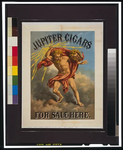 Jupiter Cigars, For Sale Here chromolithograph poster