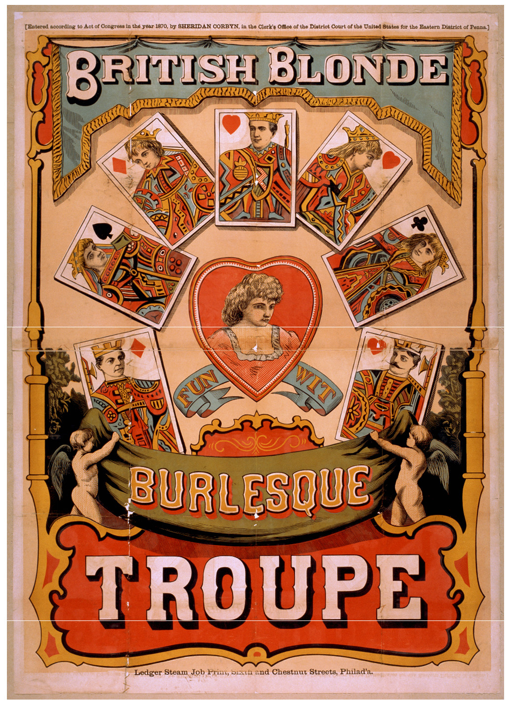 British Blonde Burlesque Troupe, 1870 — vintage poster