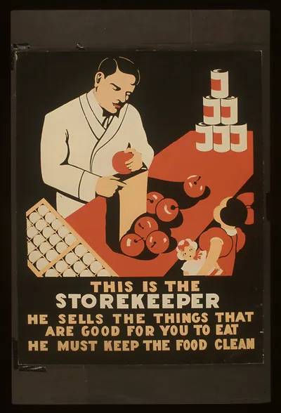 This is the storekeeper He sells the things that are good for you to eat (S) He must ke
